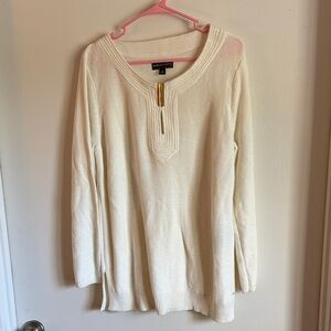 NWOT Dana Buchman Ivory Knit Sweater with Gold Accent size XL